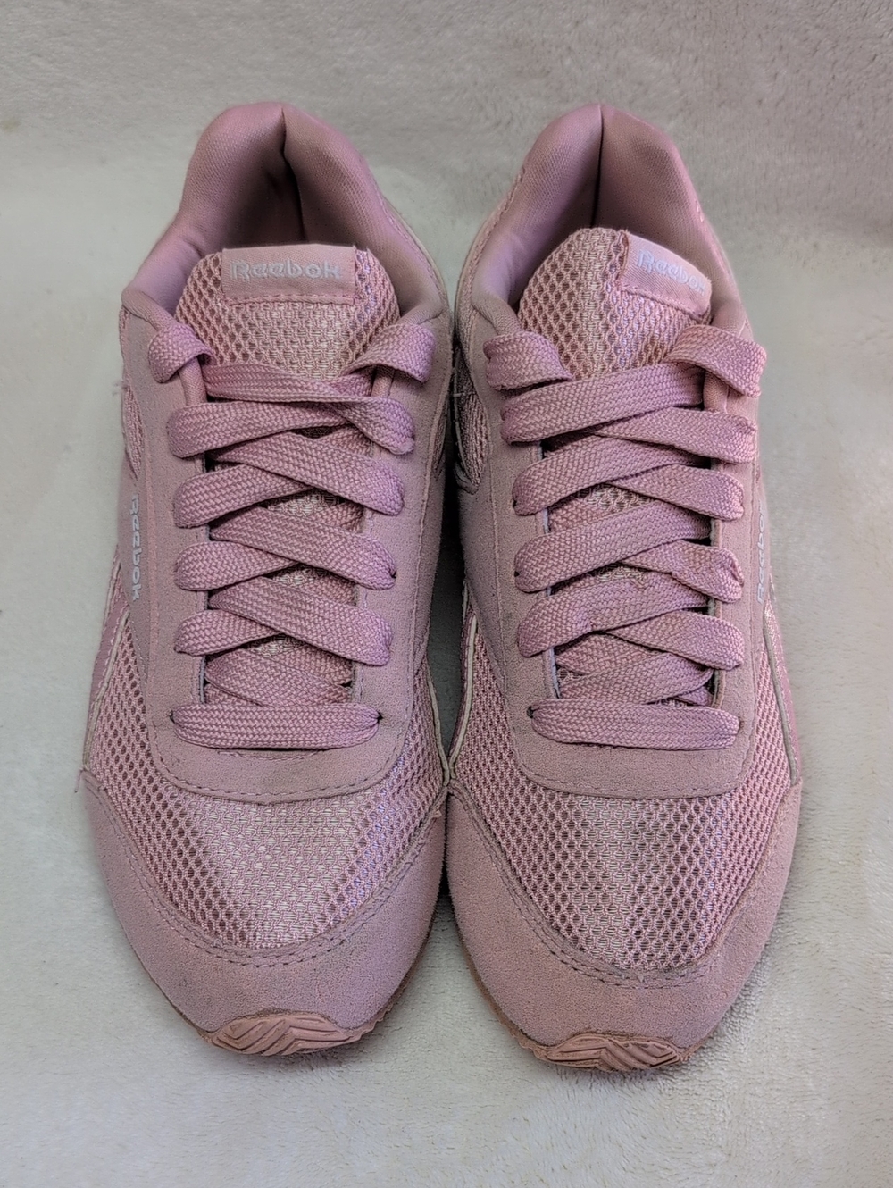 Reeboks Girls Dusty Pink Mesh & Suede Athletic Sneakers